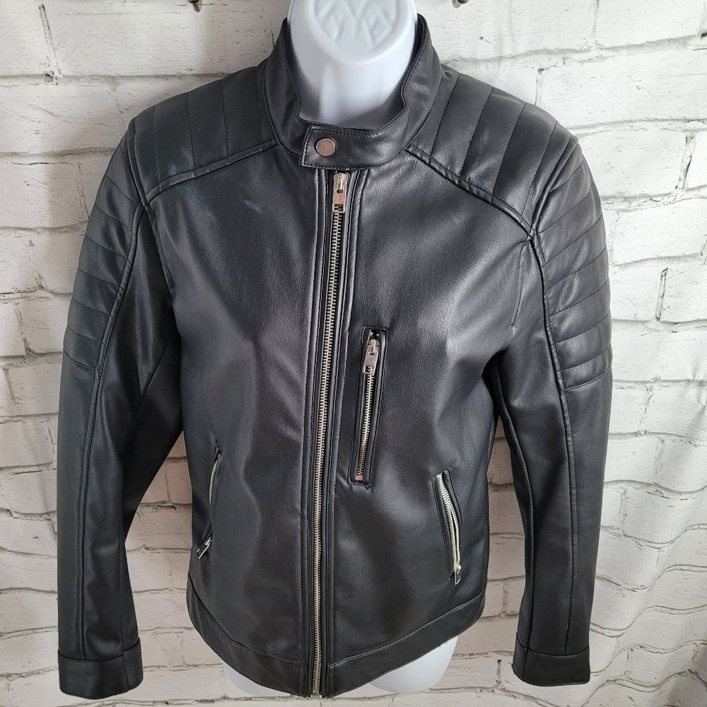 H&M Black Faux Leather Moto Jacket XS